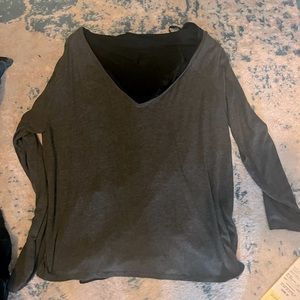 Bailey 44 grey sweater with lace tank underlay